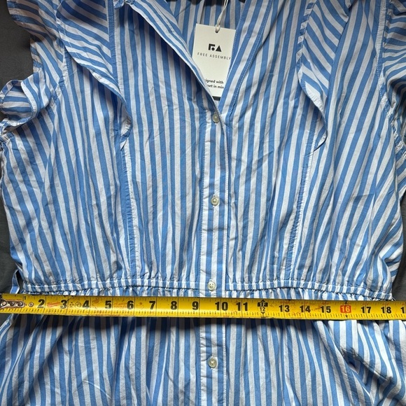 Blue Striped Midi Dress Ruffle Sleeve NWT Free Assembly Size XXL - Picture 4 of 7